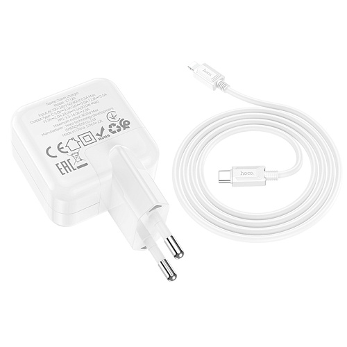 Сетевое зарядное устройство, 1 PD 35W (C112A), HOCO, Type-C to Lightning, белый