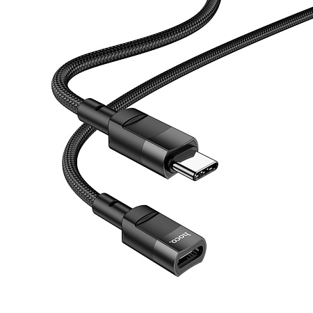 USB удлинитель с Type-C (папа) на Type-C (мама), 1.2 m, USB 2.0, HOCO, U107, черный