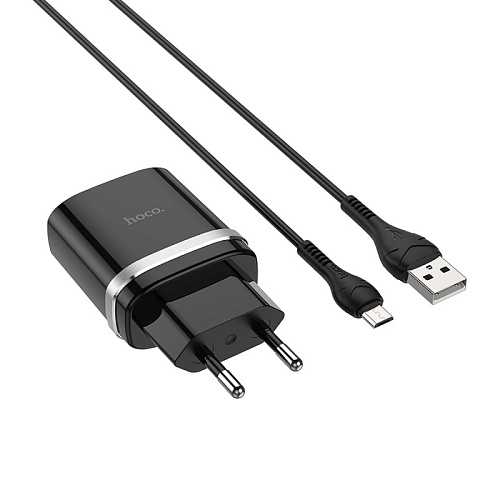 Сетевое зарядное устройство, 1 USB 3.0A (C12Q), HOCO, Micro, черный