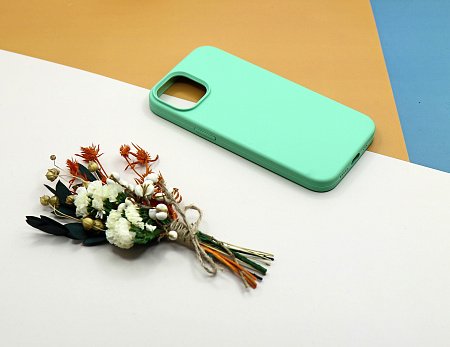 Чехол-накладка для iPhone 14, Silicon Case, без лого, мятный