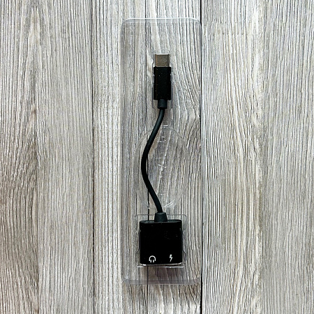 Переходник Type-C на 3,5mm Jack+зарядка Type-C, JBC017/GL022, со шнуром, поддерживает не все samsung, черный