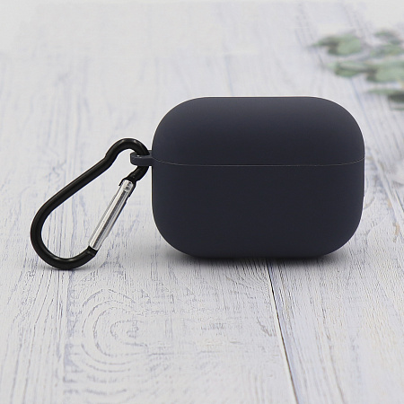Чехол силиконовый для Airpods Pro/Pro 2, X-CASE, темно-синий с карабином