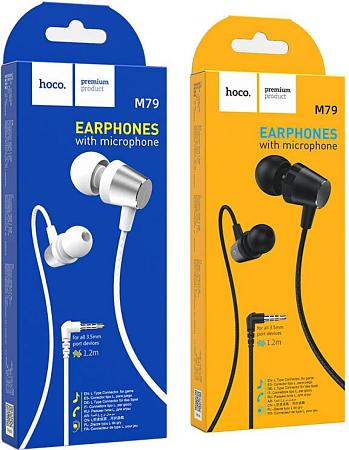 Проводные наушники M79 Cresta universal earphones with microphone, HOCO, черные