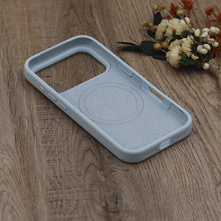 Чехол-накладка для iPhone 17 Pro Max, Silicon Case, магнитный (MagSafe), с дизайном, без лого, X-CASE, светло-голубой