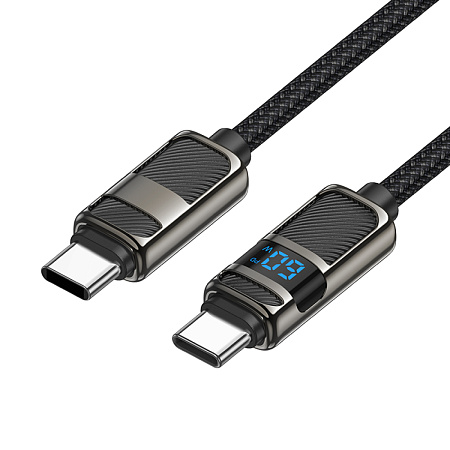 Кабель Type-C на Type-C, HOCO, U137, 60W, 1.2м, с дисплеем, черный
