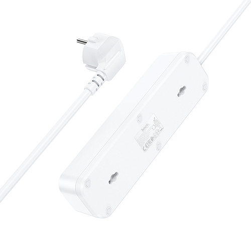 Сетевой фильтр на 3 розетки+3 USB, 1.8м, NS2, HOCO, белый