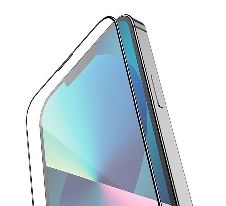 Защитное стекло на iPhone 13 Pro Max/14 Plus (6.7), с сеточкой для динамика, черное, X-CASE