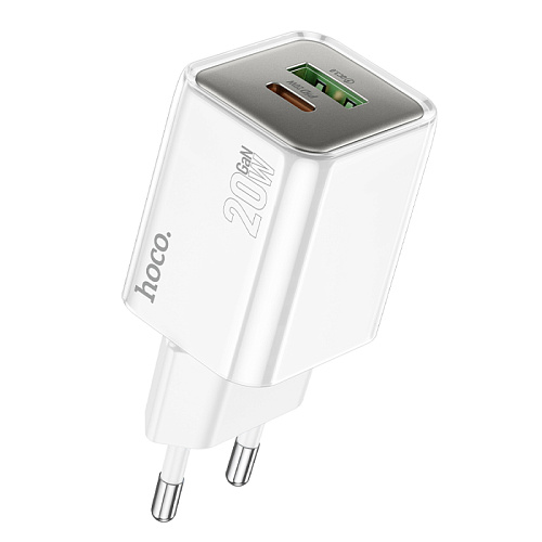 Сетевое зарядное устройство, 1 PD 20W + 1 USB 3.0 QC (N46), HOCO, белый