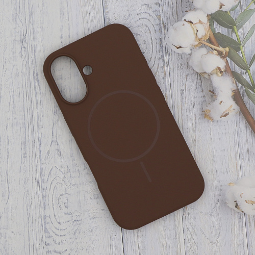 Чехол-накладка для iPhone 16, Silicon Case, магнитный (MagSafe), без лого, X-CASE, коричневый