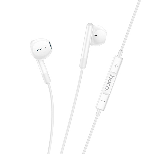 Проводные наушники M93, Wire control earphones with microphone, HOCO, белые