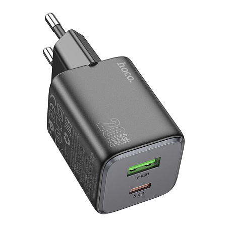 Сетевое зарядное устройство, 1 PD 20W + 1 USB 3.0 QC (N41), HOCO, черный