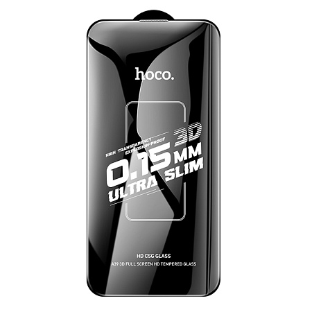 Защитное стекло для iPhone 16 Pro, A39, HOCO, Engraved 3D HD tempered glass 0.15mm, черное