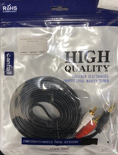 AUX Audio кабель 3,5 мм, на 2RCA (колокольчики)