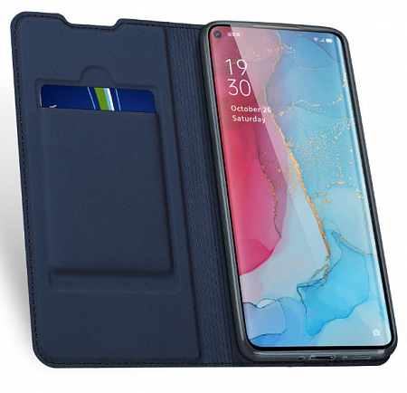 Чехол-книжка для Oppo Reno 3, DU DU, боковой, синий