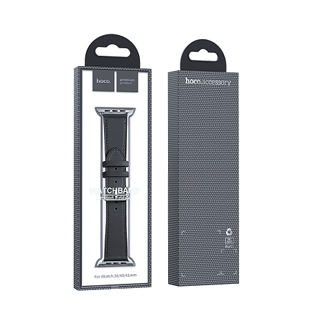 Ремешок на руку для Apple Watch 38/40/41/42 мм, HOCO, WA17, коровья кожа, темно-синий