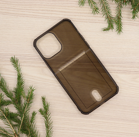 Чехол силиконовый для iPhone 13 Pro Max (6.7), с карманом для карт, X-CASE, затемненный