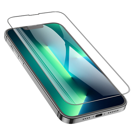 Защитное стекло на iPhone 13 (6.1)/13 Pro/14/16e, G8, HOCO, 3D Full screen fine edge anti-fall tempered glass, черное