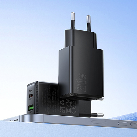 Сетевое зарядное устройство, 1 PD 20W + 1 USB 3.0 QC (N69), HOCO, черный