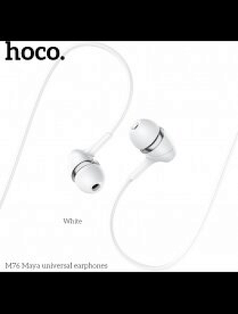 Проводные наушники M76 Maya universal earphones, HOCO, вакуумные с микрофоном, белые