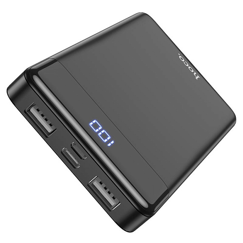 Универсальный Доп. Аккумулятор 10000mAh, J84, HOCO, выход 2 USB (5V/2A), вход Micro/Type-C, с дисплеем, черный