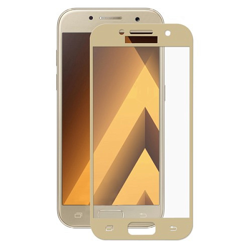 Защитное стекло на Samsung A320F, Galaxy A3 (2017), 2.5D, золотой, X-CASE