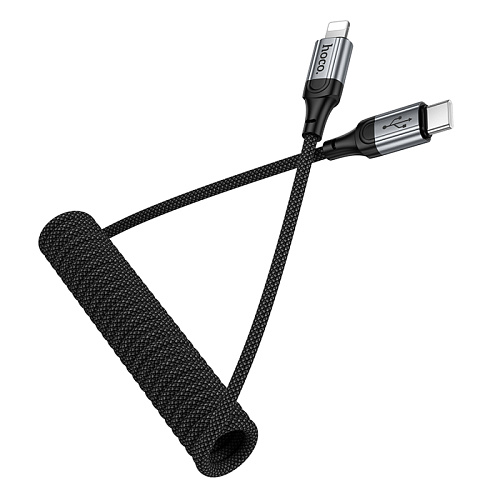 Кабель Lightning to Type-C (PD), HOCO, X121, 1.5 метра, PD 27W, витой, цвет черный