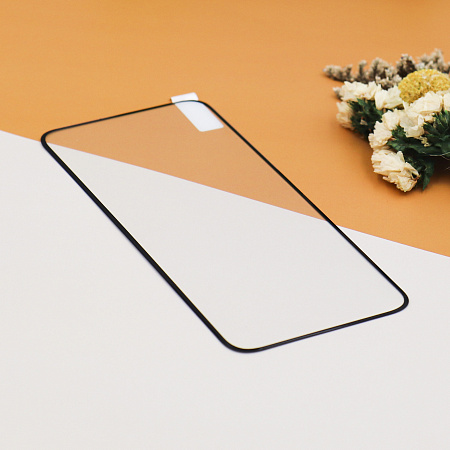 Защитное стекло на Infinix Hot 60 pro +, полный клей,прозрачное с черной рамкой, X-CASE