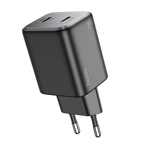 Сетевое зарядное устройство, 2 PD 45W (N42), HOCO, черный