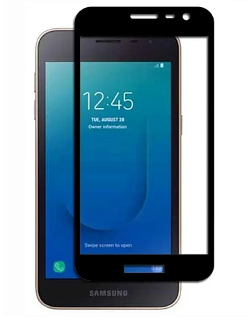 Защитное стекло на Samsung J260, Galaxy J2 Core (2019), J2 Core (2020), (тех. паке.), Silk Screen 2.5D, черный, X-CASE