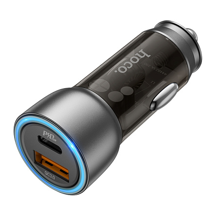 Автомобильное зарядное устройство, 1 USB QC3.0+1 PD 25W (NZ8), HOCO, коричневый