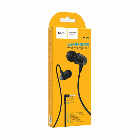Проводные наушники M79 Cresta universal earphones with microphone, HOCO, черные