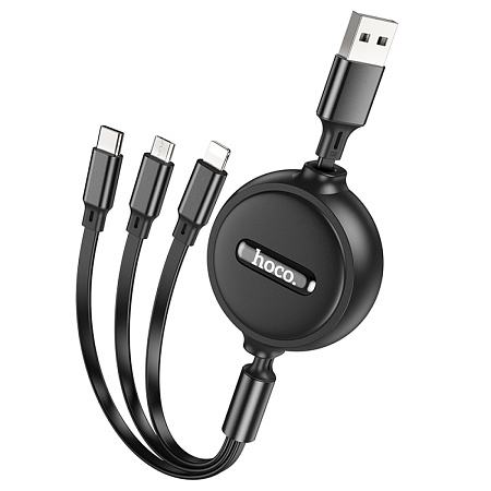 USB дата кабель Lightning+Micro+Type-C, X75, HOCO, черный
