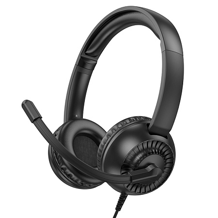 Проводные наушники W112, HOCO, с микрофоном, черный