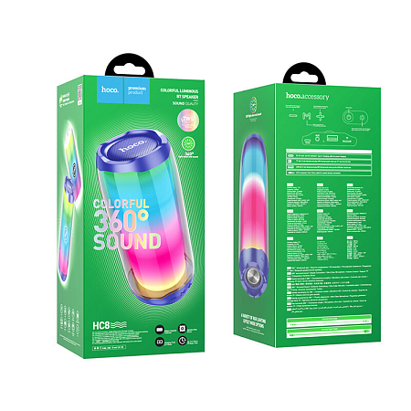 Колонка HC8 Pulsating colorful, Светится во время работы, HOCO, синий