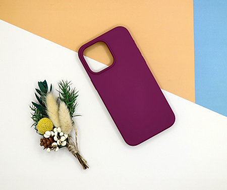 Чехол-накладка для iPhone 14 Pro Max, Silicon Case, без лого, винный