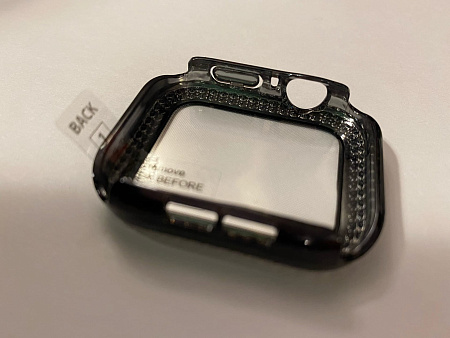Защитное стекло на Apple Watch, 44mm, со стразами черное