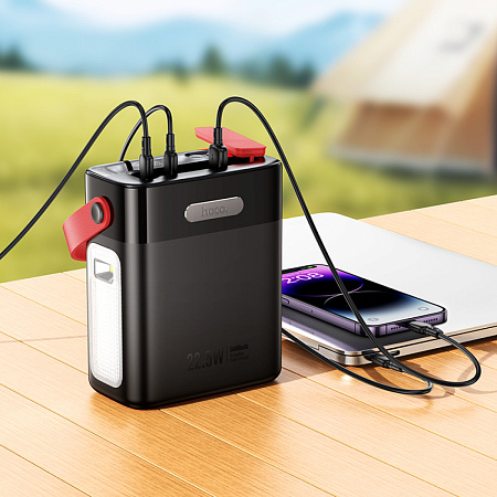 Универсальный Доп. Аккумулятор 80000mAh, J143, HOCO, выход: 1 USB 22.5W+ 2 USB 5V/2+2 PD 20W, черный