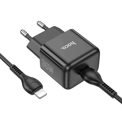 Сетевое зарядное устройство, 1 PD 30W (N32), HOCO, Type-C to Lightning, черный