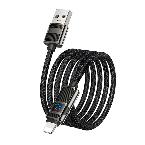 USB дата кабель Lightning, HOCO, U137, 1.2м, с дисплеем, черный