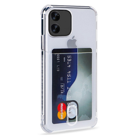 Чехол силиконовый для iPhone 11 (6.1), с карманом для карты, X-CASE, прозрачный