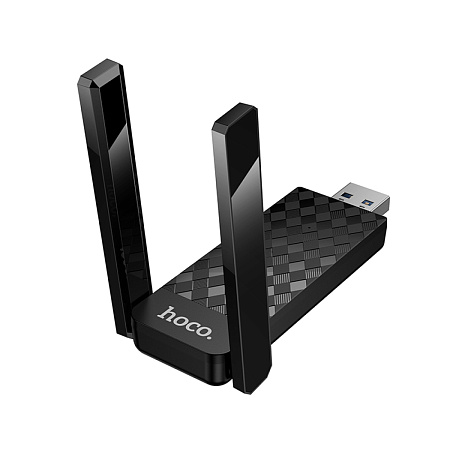 Адаптер WiFi6 USB, HI34, HOCO, 2 антенны, вес: 40g, цвет черный