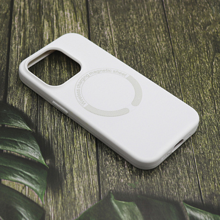 Чехол-накладка для iPhone 15 Pro Max, Silicon Case, магнитный (MagSafe), без лого, X-CASE, белый