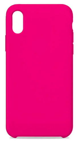 Чехол-накладка для iPhone XS Mas, Silicon Case, ярко-розовый
