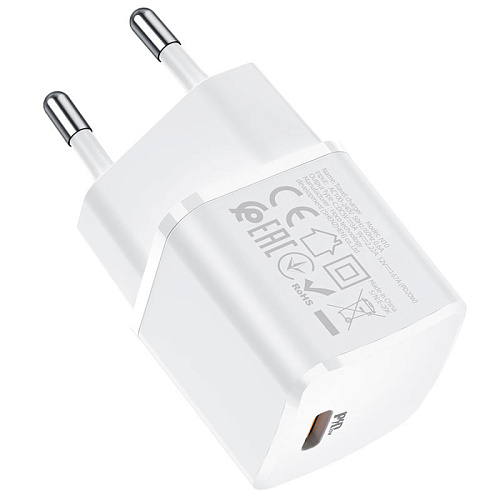 Сетевое зарядное устройство, 1 PD 20W + 1 USB 3.0 QC (N10), HOCO, Умная зарядка, белый