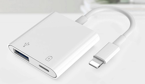 Переходник с Lightning на USB (3.0) +зарядка Lightning, белый