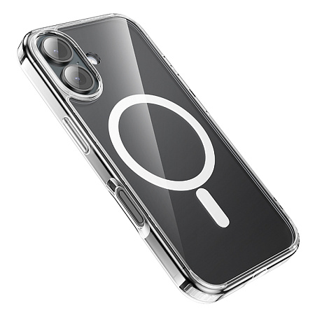 Чехол силиконовый для iPhone 16 Plus, Магнитный (MagSafe), HOCO, прозрачный
