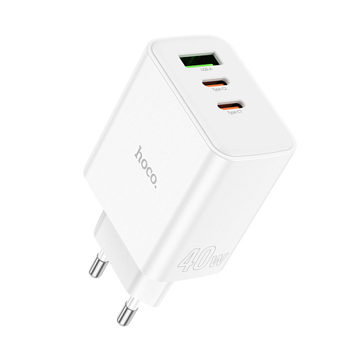 Сетевое зарядное устройство, 2 PD 40W + 1 USB 3.0 QC (C126A), HOCO, белый