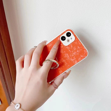 Чехол силиконовый для iPhone 13 mini (5.4), с подставкой кольцом на палец со стразами, X-CASE, оранжевый