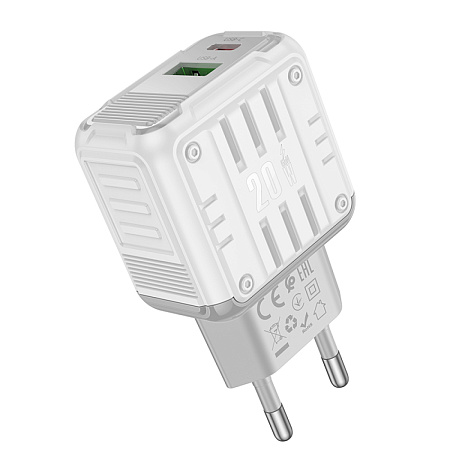 Сетевое зарядное устройство, 1 PD 20W + 1 USB 3.0 QC (C135A), HOCO, белый