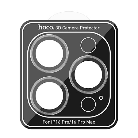 Защитное стекло для iPhone 16 Pro/16 Pro Max, V12 Plus, HOCO, на заднюю камеру, серебро